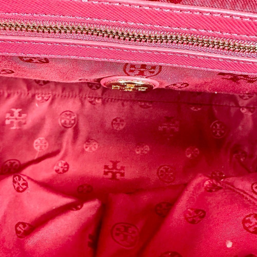 Tory Burch Robinson Leather Top Handle Handbag Purse Flap Pink - Picture 14 of 16